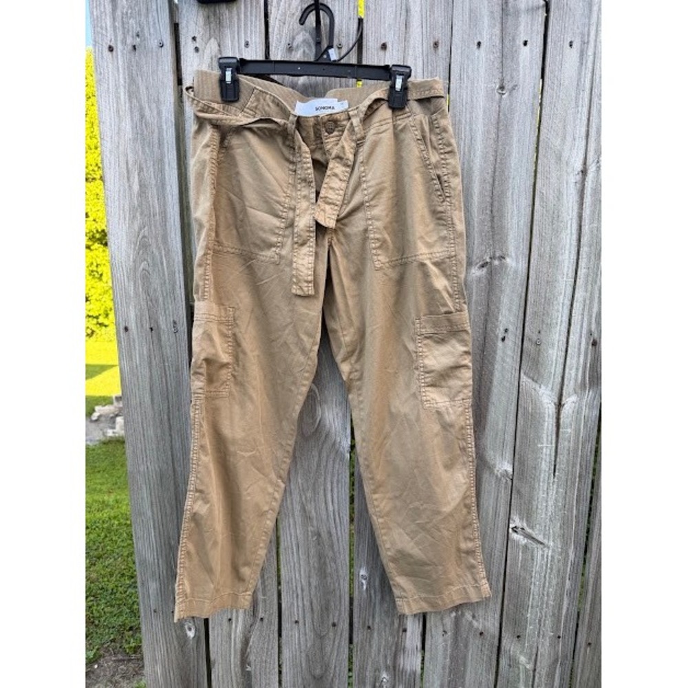 Utility Sonoma Pants Women 8 Tan Cargo Crop Tie Waist Goods For Life Casual